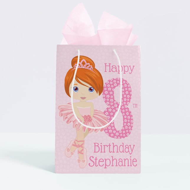 Moyen Red Hair Anniversaire Ballerina Medium Cadeau Sac (Créateur téléchargé)