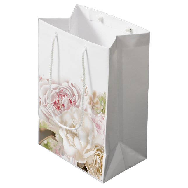 Moyen Roses et pivoines - Occasion spéciale Sac cadeau (Devant Angle)
