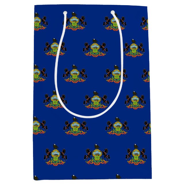 Moyen Sac à cadeau avec le drapeau de Pennsylvanie, État (Devant)