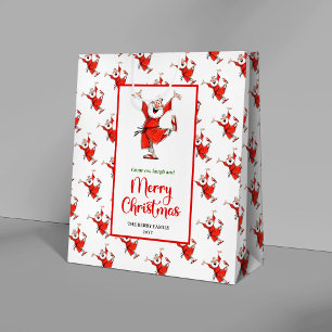 Moyen Sac à cadeau de Père Noël joueur rouge vert bureau