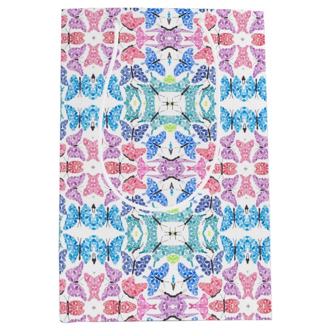Moyen Sac à cadeau en mosaïque de papillon (Devant)