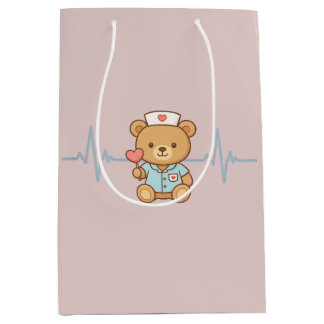 Moyen Sac à cadeau fête de nounours infirmière