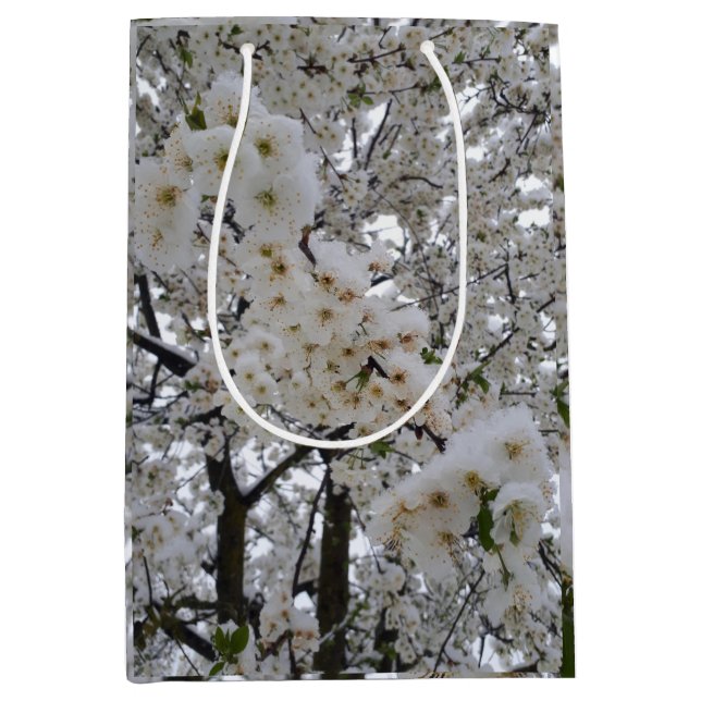 Moyen Sac à Cadeau Fleur de Neige (Devant)