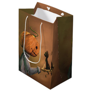 Moyen Sac à cadeau Jack le chat citrouille