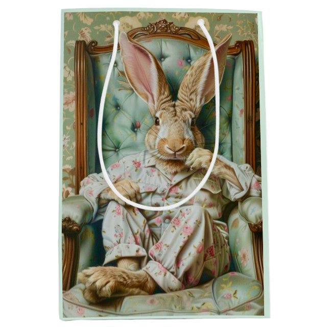 Moyen Sac à cadeau lapin sophistiqué (Devant)
