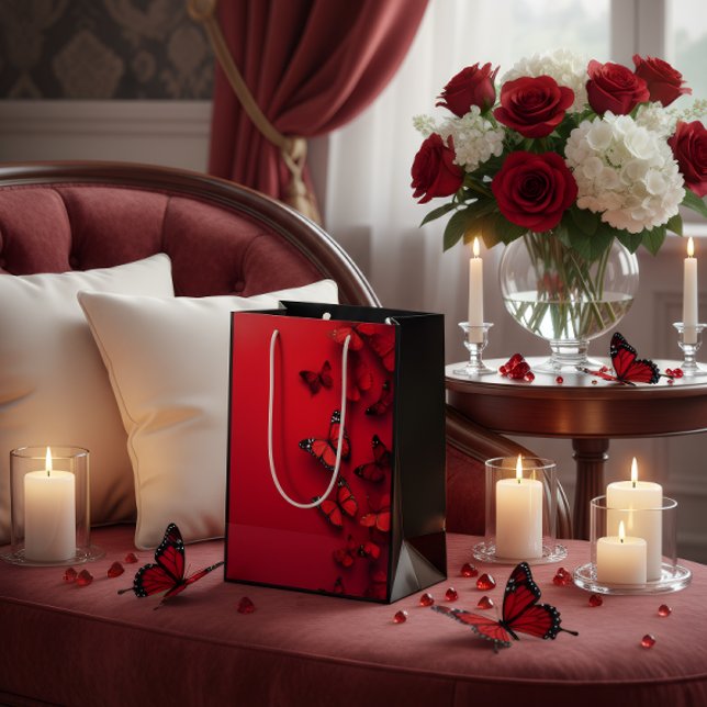 Moyen Sac à cadeau Saint-Valentin Papillon Rouge (Créateur téléchargé)