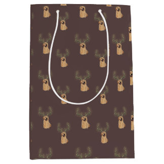 Moyen Sac cadeau à bois de cerf de Noël Golden Retriever