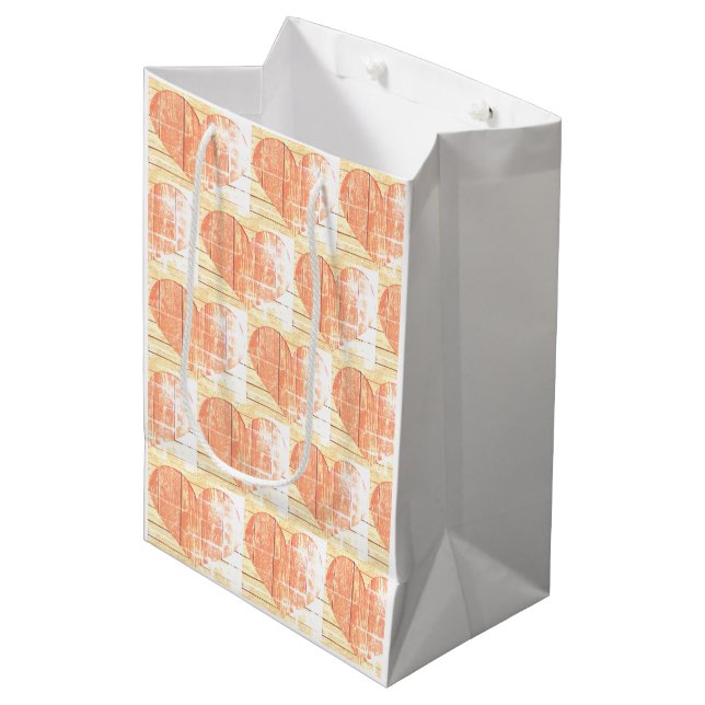 Moyen sac cadeau à cœur rustique moderne (Devant Angle)