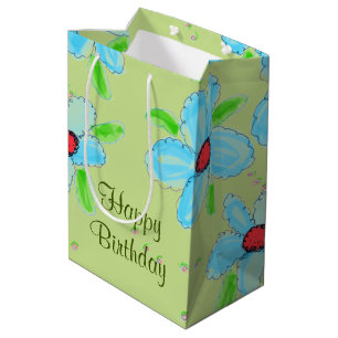 Moyen Sac cadeau à fleurs de taille moyenne