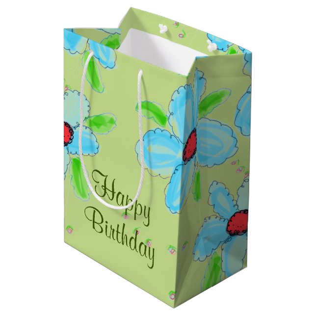 Moyen Sac cadeau à fleurs de taille moyenne (Dos Angle)