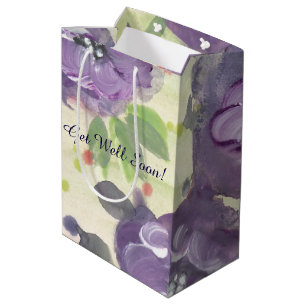 Moyen Sac cadeau à fleurs violettes