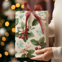 Sac Cadeau à Motif de Noël Festif