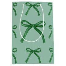 Sac cadeau à motif de nœud vert élégant et mignon