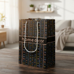 Moyen Sac Cadeau à Motif Géométrique Tribal Personnalisé