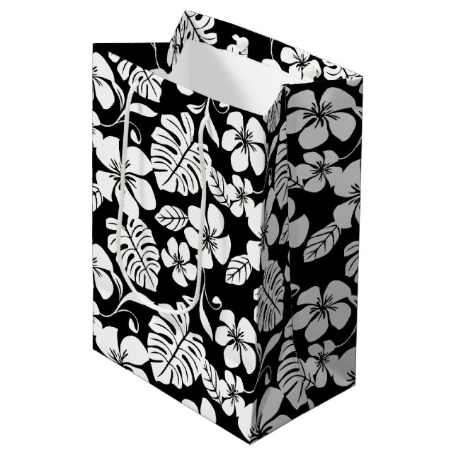 Moyen Sac cadeau ALOHA FIRDAY (NOIR/GRIS) (Devant Angle)