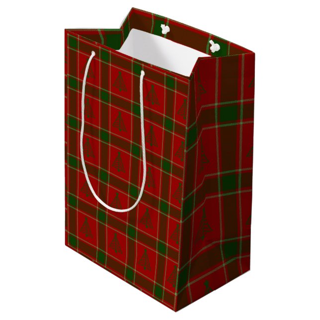 Moyen Sac cadeau Arbre Plaid (Dos Angle)