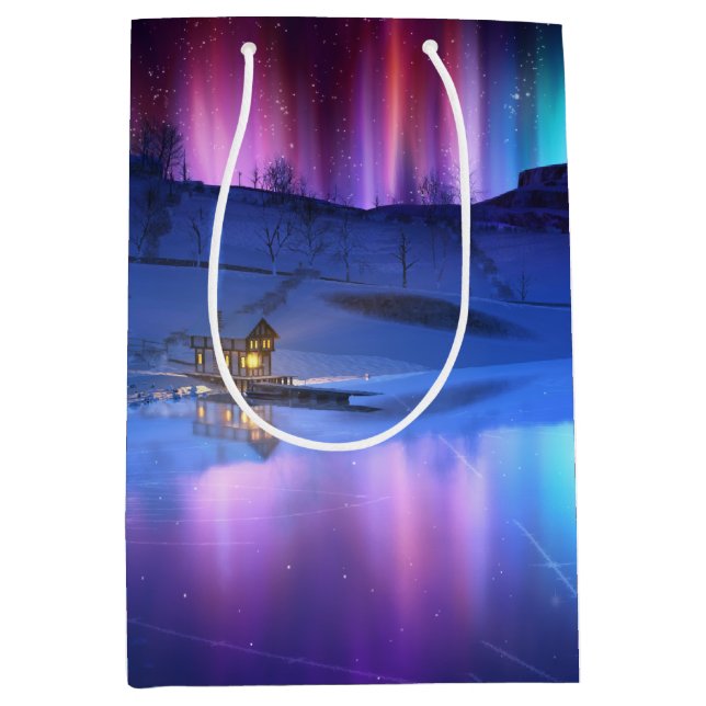 Moyen Sac cadeau arc-en-ciel d'hiver (Devant)