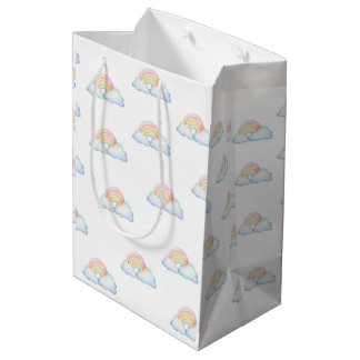 Moyen Sac cadeau arc-en-ciel pastel mignon