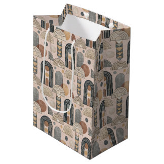 Moyen Sac cadeau Arches Boho Moderne sur Rose Pâle, Moye
