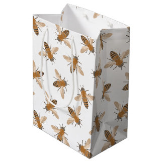 Moyen Sac cadeau aux abeilles dessinées à la main