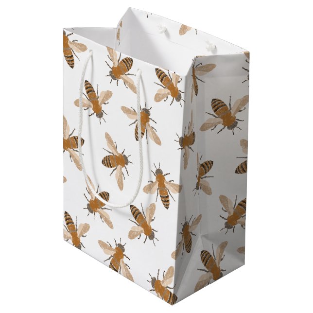 Moyen Sac cadeau aux abeilles dessinées à la main (Dos Angle)