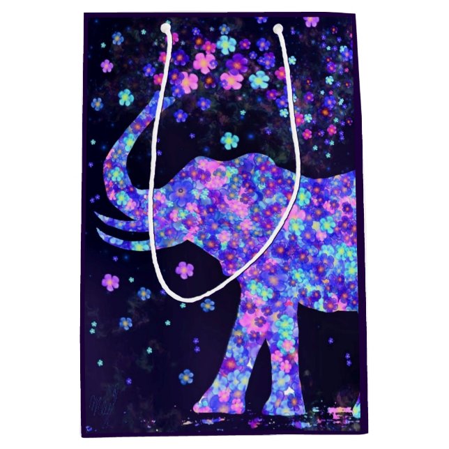 Moyen Sac cadeau aux fleurs d'éléphants (Devant)