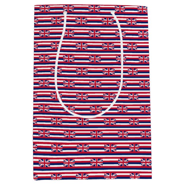 Moyen Sac cadeau avec drapeau Hawaii, USA (Devant)