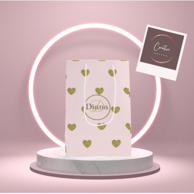 Moyen Sac cadeau avec monogramme et nom (Créateur téléchargé)