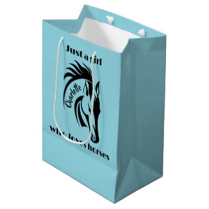 Moyen Sac Cadeau avec Motif de Fille qui Aime les Chevau