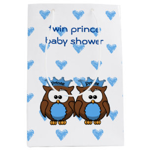 Moyen sac cadeau baby shower jumeau prince owl