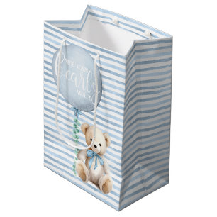 Moyen Sac cadeau Baby shower Ours Bleu Teddy