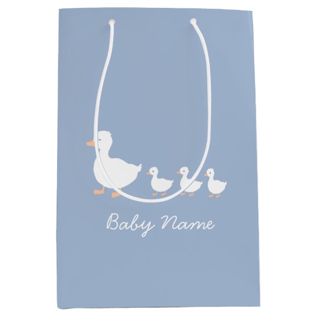 Moyen Sac cadeau Baby shower personnalisé Bleu Canard (Devant)