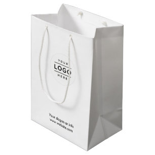 Moyen Sac cadeau blanc logo personnalisé avec marque d'e