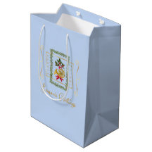 Sac cadeau bleu clair élégant pour Noël avec cor d