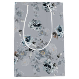 Moyen Sac cadeau bleu floral Dusty