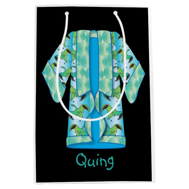 Moyen Sac cadeau bleu Kimono (Devant)