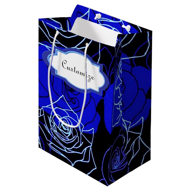 Moyen Sac cadeau bleu Rose inaccessible (Devant Angle)