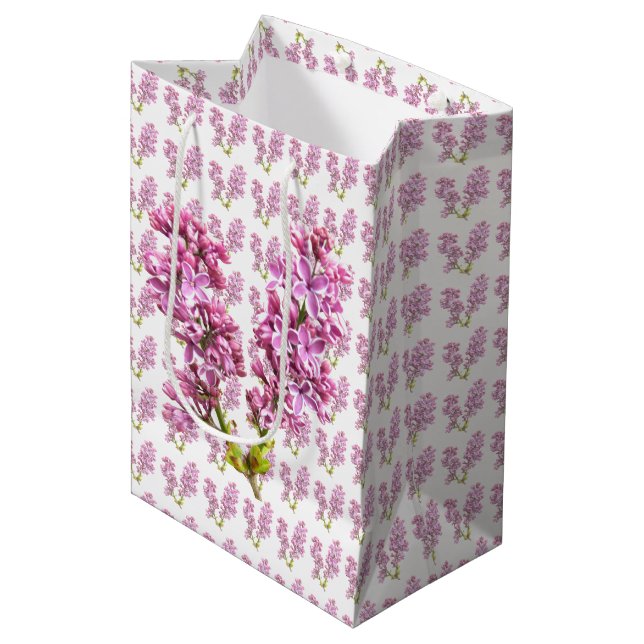 Moyen Sac cadeau - Blossoms Lilac (Devant Angle)
