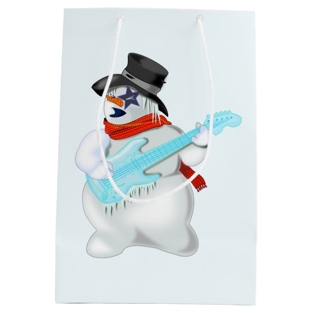 Moyen Sac cadeau bonhomme de neige Rock and Roll (Dos)