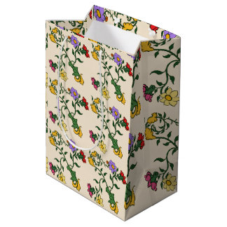 Moyen Sac Cadeau Botanique Élégant Floral Vintage