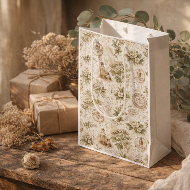 Moyen Sac Cadeau Botanique Vintage (Créateur téléchargé)