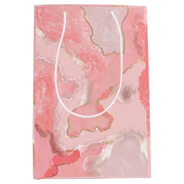 Moyen Sac cadeau brillant en marbre (Devant)