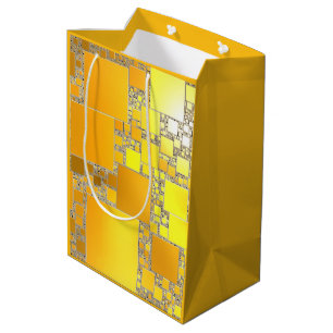 Moyen Sac cadeau carré jaune et orange
