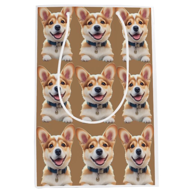 Moyen Sac cadeau Corgi (Devant)