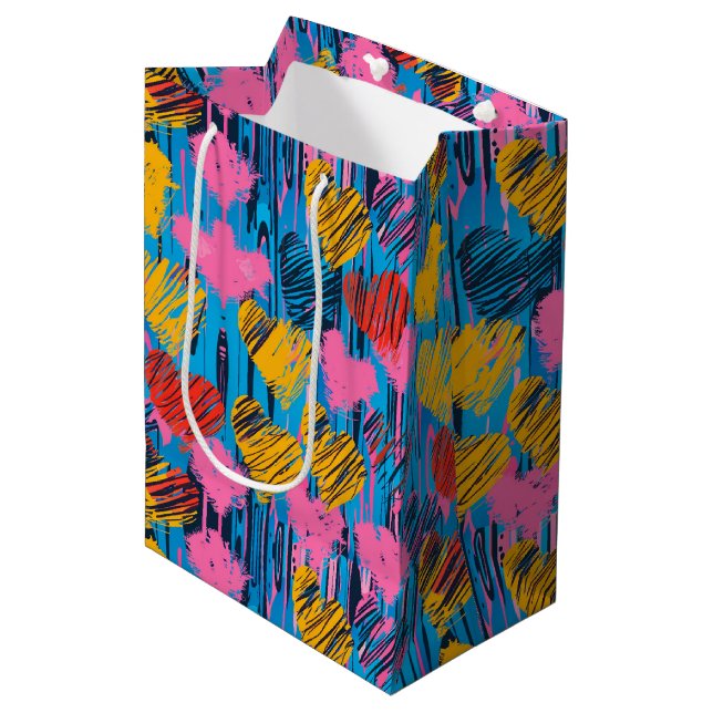 Moyen Sac cadeau d'amour de style graffiti (Devant Angle)