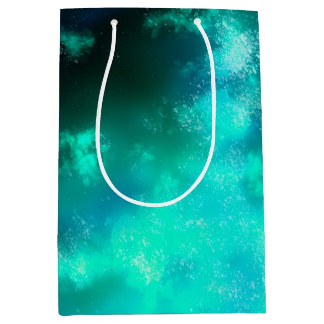 Moyen Sac cadeau d'anniversaire Starry Night Sky Emerald (Devant)