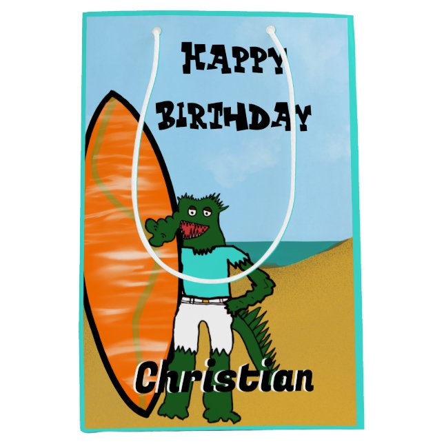 Moyen Sac cadeau d'anniversaire Surfin' (Devant)