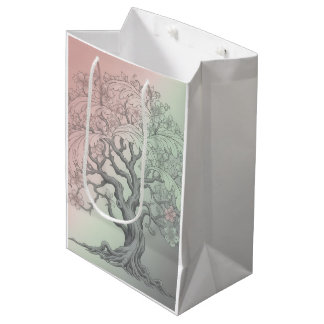 Moyen Sac Cadeau d'Arbre Floral Printanier Vibrant Perso