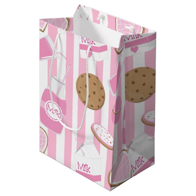 Moyen Sac cadeau de boulangerie rose pour fête de filles (Devant Angle)