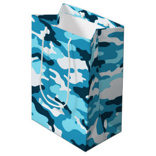 Moyen Sac cadeau de camouflage bleu